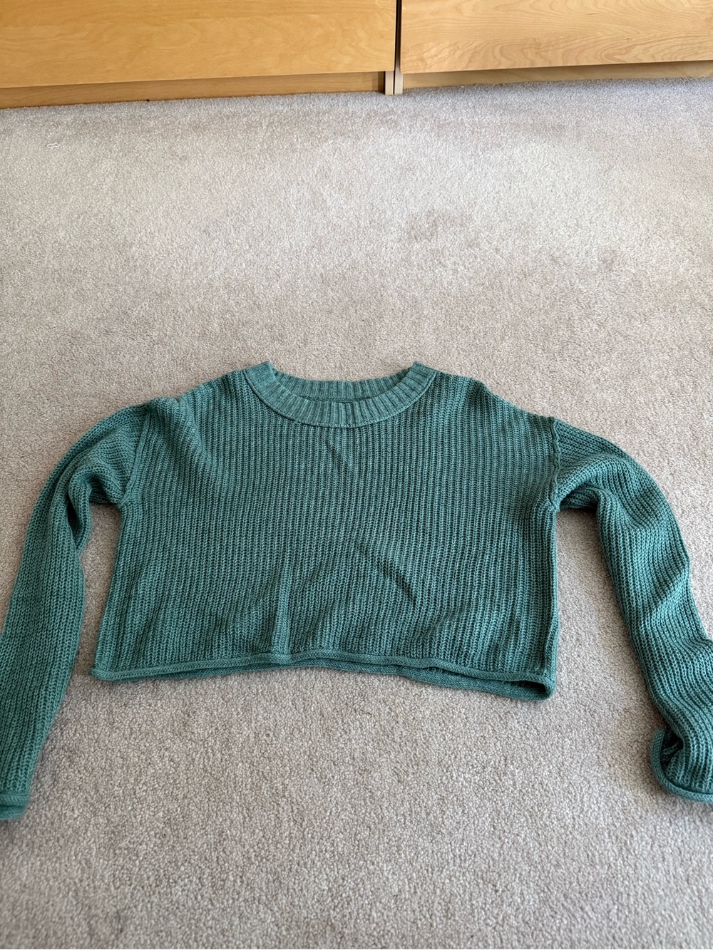 wild fable Cropped Ribbed Sweater - Teal